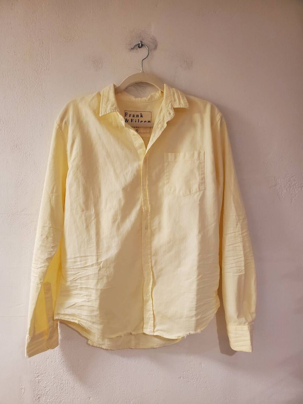 Frank & Eileen Luke Cotton Button Down Shirt in Butter Yellow Small